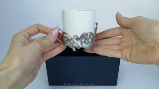 Серебряная чайная чашка с ложкой «Витая»