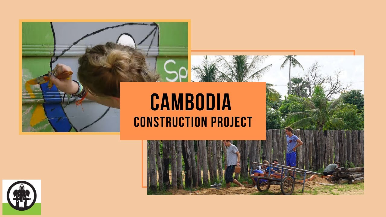 Volunteers Helping with Community Construction in Rural Cambodia