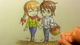 Drawing Time Lapse: Chibi Autumn Scene