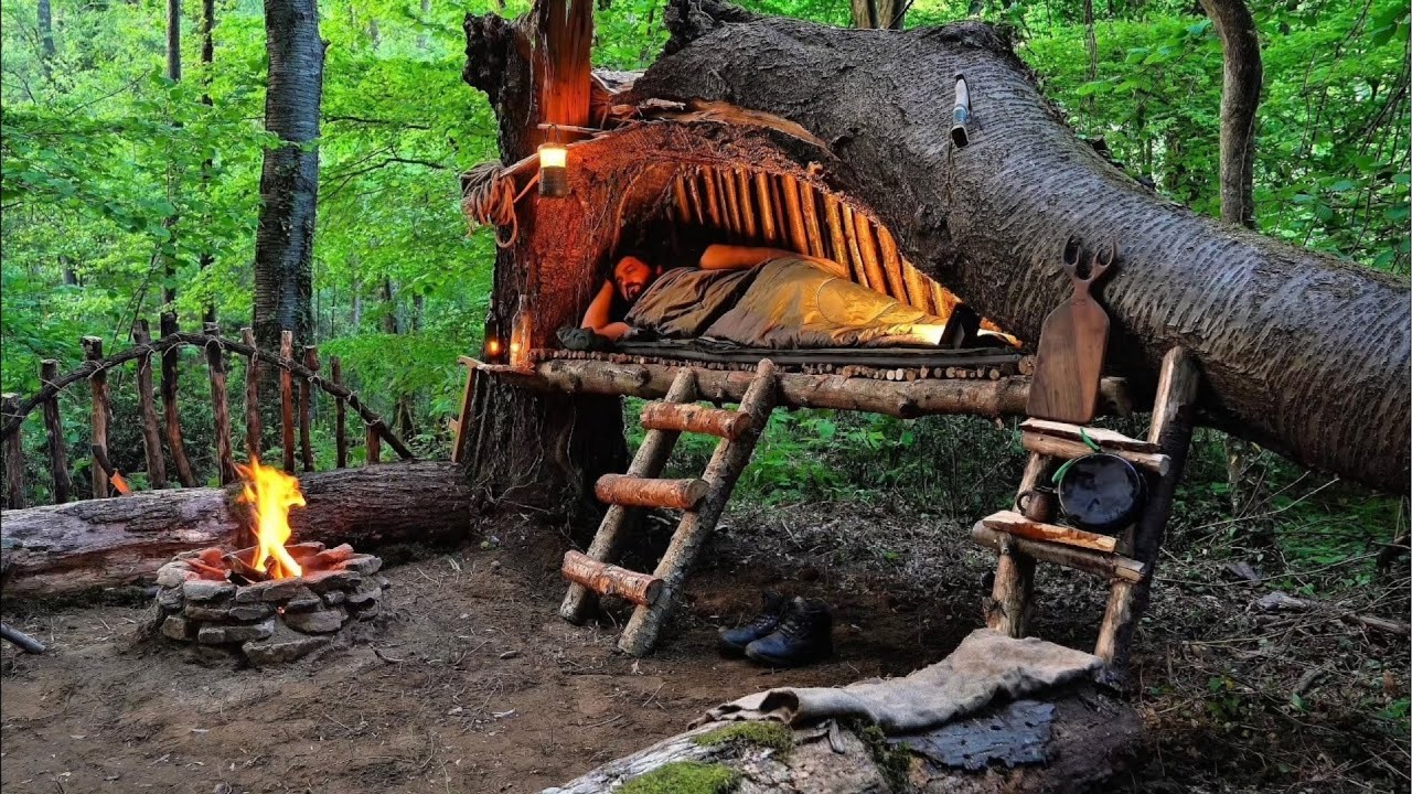 Man Builds HIDDEN SHELTERS in Wilderness | Solo Survival by @HKoutdoors76