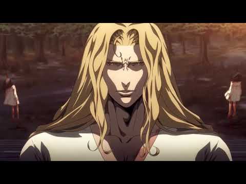 Castlevania Season 3 ending scene. Trevor and Sypha leave and Alucard becomes more like dracula.