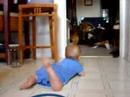 Baby Bubbie Playing in the Dog Bowl