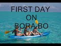 A group of 9 friends charters a catamaran around Tahiti.  Footage of Bora Bora, underwater snorkeling, and firedancers.