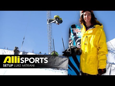 luke mitrani - When he's ready to ride the pipe, Luke Mitrani grabs his 154 Volcom with a stiffer base. He uses the Burton Cartel bindings, keeping it mellow on the forward...