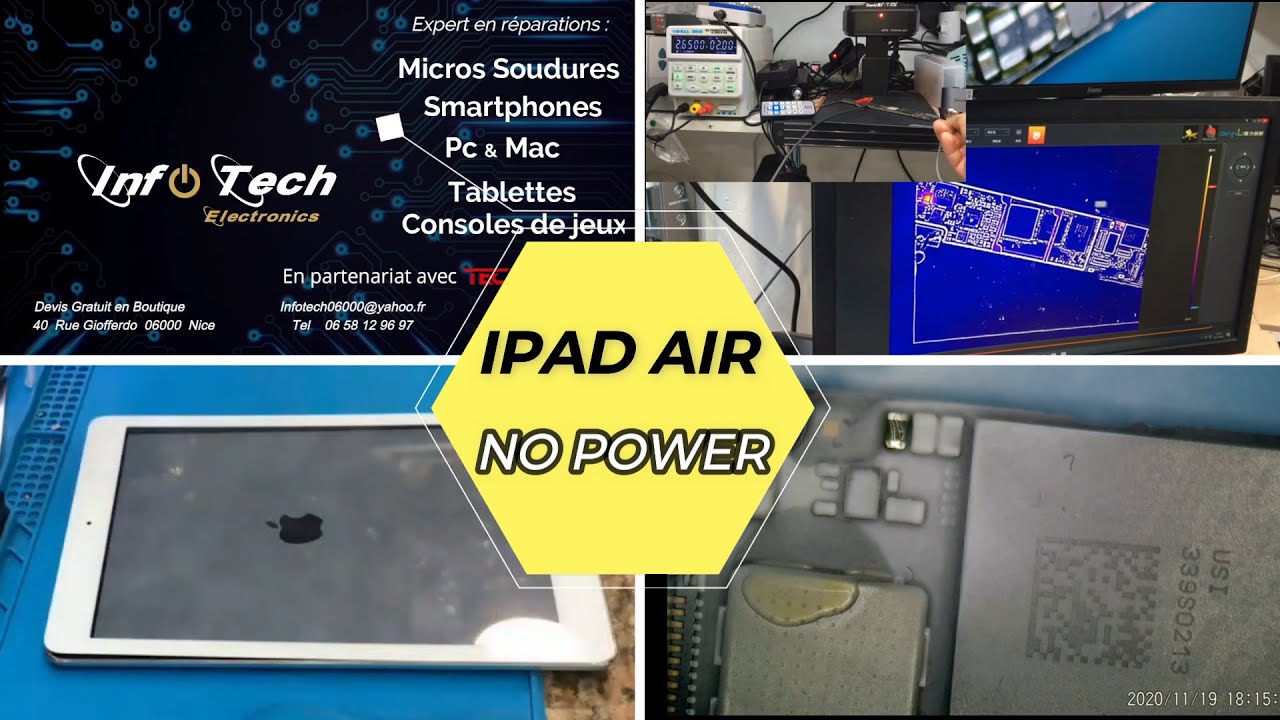 IPAD AIR :  Ne s'allume pas ( court circuit )  - IPAD AIR No Power and not charging