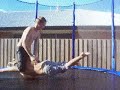 This is me and my bro wrestling on te trampiline.