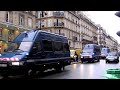 Convoy of French Military Police Moving Silently in Paris