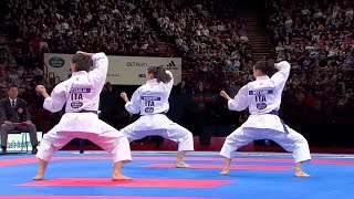22 karate japan vs italy. final female team kata. wkf world karate championships 2012