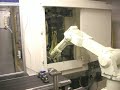 Kawasaki robot loading 2xFanuc Robodrill Kawasaki robot loading 2xFanuc Robodrill