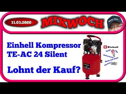 Einhell Compresseur Silencieux TE-AC 24 Silent (750 W, Max. 8 bar, Cuve  24L, 135 L/m, 57dB, moteur sans huile ni entretien)