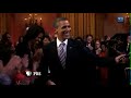 Mick Jagger held out a mic and President Obama joined in signing Sweet Home Chicago. This was an annual event sponsored via PBS to be broadcast 28th February 2012. www.pbs.org