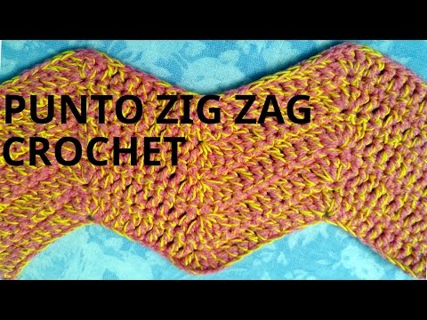 Punto zig zag en tejido crochet tutorial paso a paso.