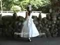 White Satin Beaded Flower Girl Dress _ Emily