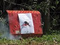 Tiro con rifle aire comprimido cal 5,5 municion explosiva