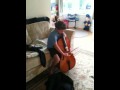 Will practicing his new cello