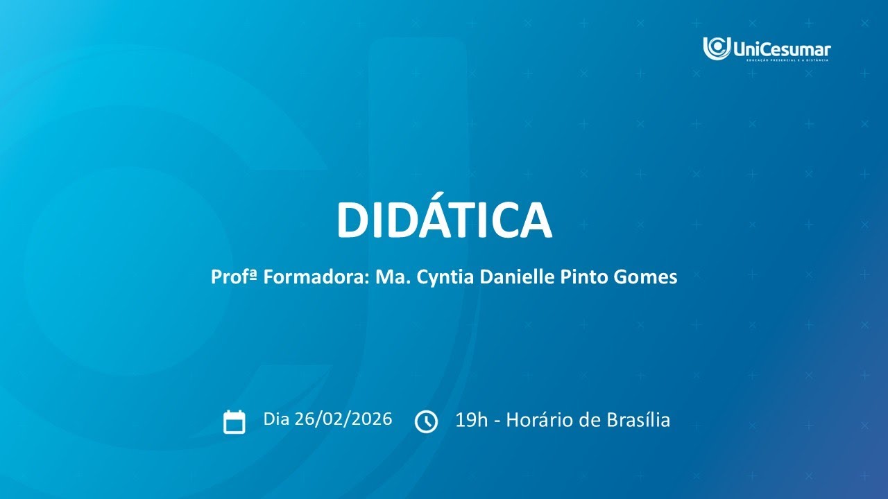 1ª AULA AO VIVO: DIDÁTICA