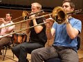 the chamber orchestra of europe in rehearsal with heinz holliger. trombones: karl frisendahl (alto), mike lloyd (tenor) and nick eastop (bass trb, out of picture). trumpets: nick thompson, julian poore (out of picture).