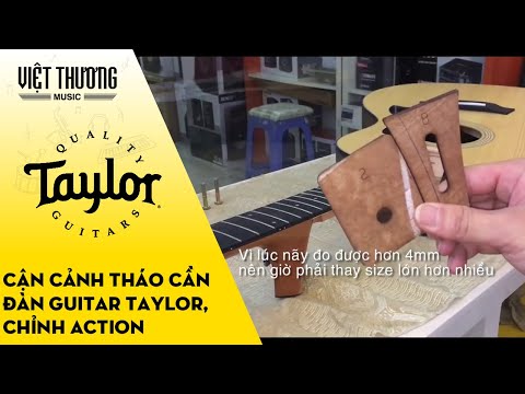 Cận cảnh tháo cần đàn guitar Taylor, chỉnh action