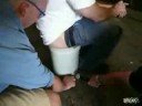sitting on a bucket of fireworks