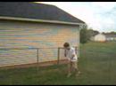 super matt falls over fence