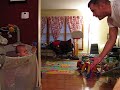 Baby Jack practices his throw