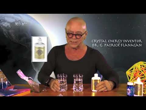 crystal - Scientist Patrick Flanagan of http://phisciences.com conducts and experiment to how how his invention, Crystal Energy, makes water convey nutrients faster in...