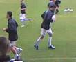 Rochdale Fc Lads warming up at Peterborough