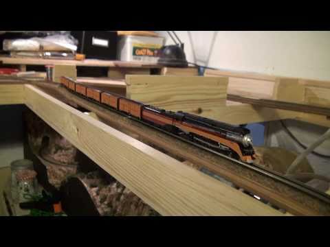 smholt - The first testrun on my new Z-scale layout. It's only a few feet of track, but I needed to check that the track was smooth and that some of my big engines wo...