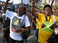 Jamaican supporters watch 4x100m relay in Trafalgar Square, Jamaican supporters watch 4x100m relay in Trafalgar Square,