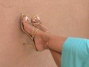 WHITE LONG TOENAILS in a hotel balcony - SEXY FEET - GOLD SANDALS - NATURAL NAILS