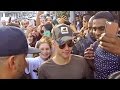 Purple-Haired Justin Bieber Gets Mobbed In Beverly Hills