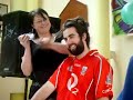 zach gettin his head shaved 4 charity in col