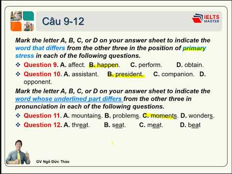 Chuyên Đề: Trọng âm - Phát âm (THPTQG) - THCS & THPT Phạm Ngũ Lão và IELTS Master HCM