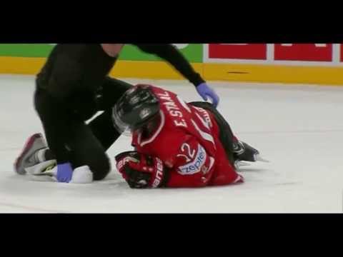 Alex Edler Kneeing on Eric Staal - Knee on knee Hit - Canada vs Sweden