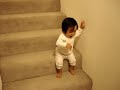 15 months old Eva going down the stairs