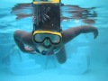 Three year old snorkeling.