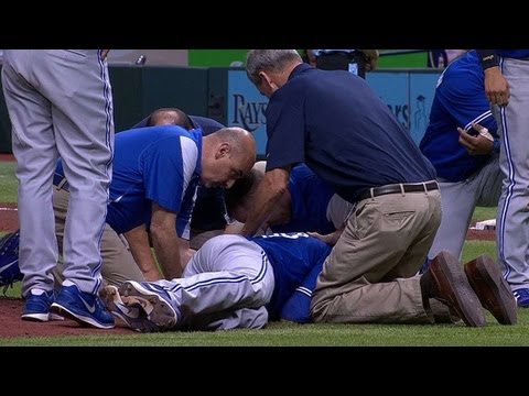 happ - 5/7/13: J.A. Happ is struck in the side of his head by Desmond Jennings' line drive and leaves the game with an injury in the second inning Check out http://...