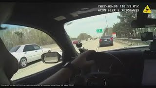 Bodycam video of police chase where suspect fled t