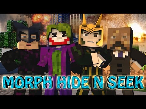 Minecraft | MORPH HIDE AND SEEK - SUPER VILLAINS MOD! (Superheroes, Loki, The Joker)