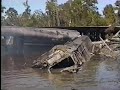 aerial and boat views of amtrak train derailment mobile al