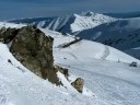 Skiing rock drop at Mt Dobson