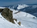 Skiing rock drop at Mt Dobson
