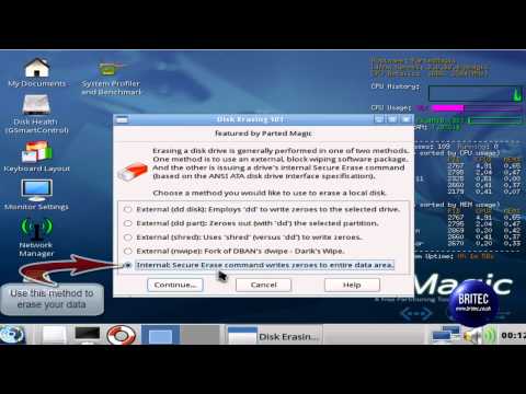 Secure Erase / Format With bootable CD/USB Linux Parted Magic by Britec