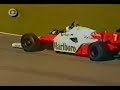alain prost vence o gp do brasil de 1984. ao fundo, o 