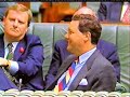 prime minister paul keating on liberal policy, australian parliament, 1994. opposition leader is alexander downer.