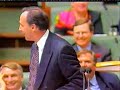 prime minister paul keating on liberal policy, australian parliament, 1994. opposition leader is alexander downer.