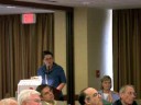 Jennifer speaks at Asheville Downtown Rotary about a self sustaining non-profit computer recycling