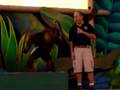 A monkey hiting a guy !!!  and farting!
