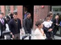 rob & kourtney kardashian with scott disick & son mason filming keeping up with the kardashians in the meat packing district , they came out of there hotel a...