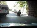Mini Cooper passed by motorized wheelchair Mini Cooper passed by motorized wheelchair
